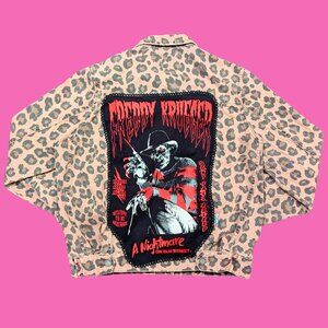 A Nightmare on Elm Street, Freddy Krugger Upcycled Denim Jacket Size L